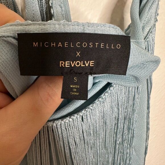 Michael Costello x Revolve Generosity Dress Seafoam Fringe High Low S $218 - Picture 6 of 9